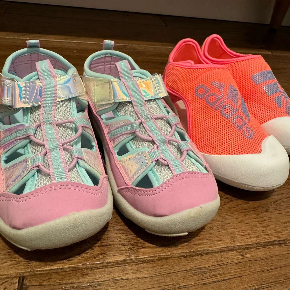 Bundle 2 x Girls size 11 (US) sandals; Adidas and OskKosh
